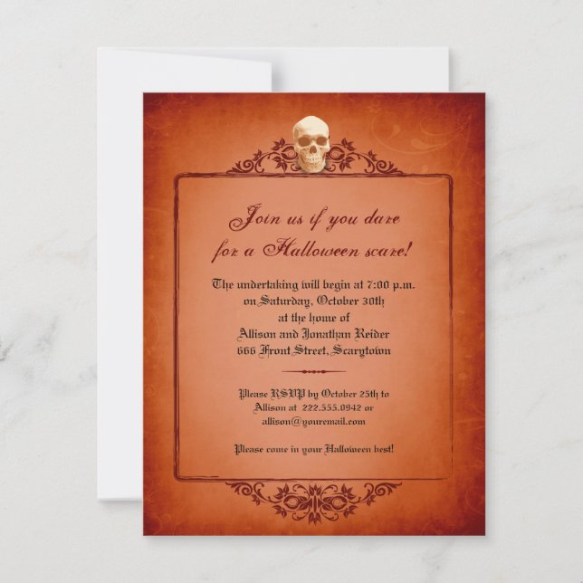 Skull Frame Halloween Invitation (Front)