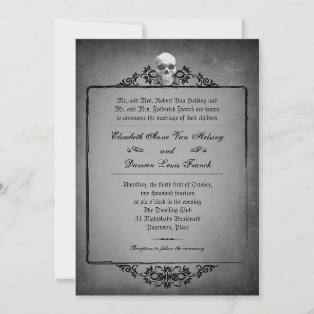 Skull Frame Halloween Wedding Invitation (Front)