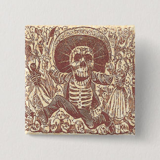 Skull from Oaxaca, La Calavera Oaxaqueña 15 Cm Square Badge
