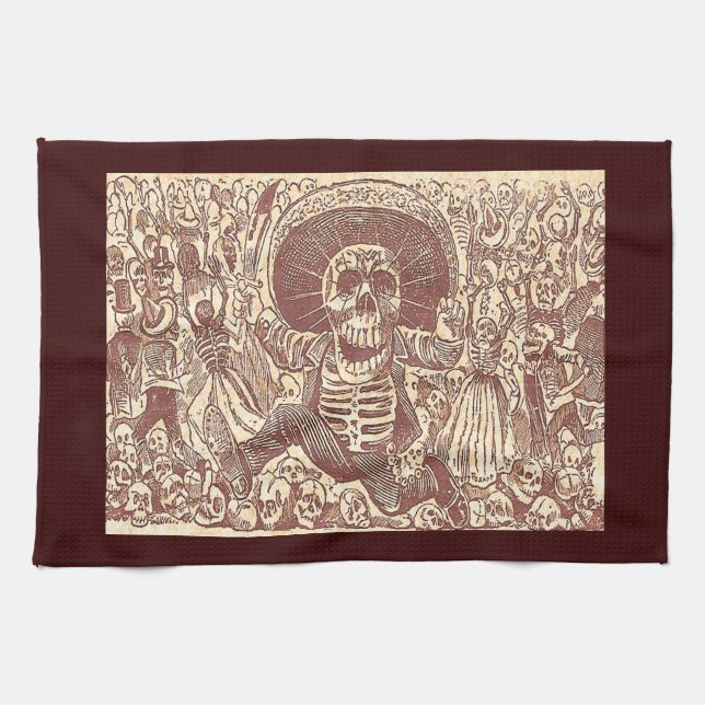 Skull from Oaxaca, La Calavera Oaxaqueña Tea Towel (Horizontal)