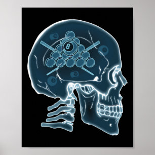 Skull Funny Billiards Pool Player Sports Snooker 8 Poster