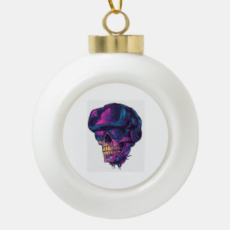 Skull Gamer Mode Ceramic Ball Christmas Ornament
