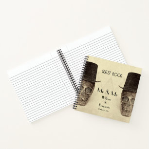 Skull Gay Mr And Mr Vintage Retro Sepia Guest Book