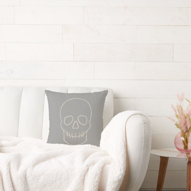 Skull - Ghost Grey and Bone White  Cushion (Couch)