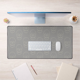 Skull - Ghost Grey and Bone White  Desk Mat