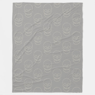 Skull - Ghost Grey and Bone White Fleece Blanket