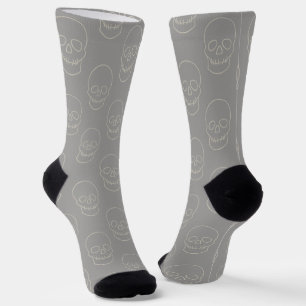 Skull - Ghost Grey and Bone white Socks