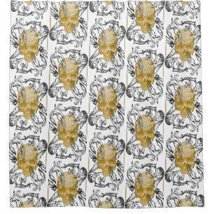 skull Gold vintage Shower Curtain