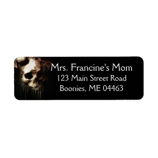 Skull Goth Wedding Bridal Return Address Label (Front)