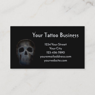 Skull Gothic Electric Black White Tattoo Shop Business Card