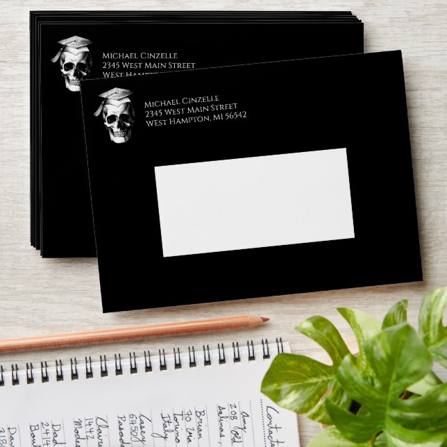 Skull Gothic Graduation Party Radiology Envelope (Stacked)