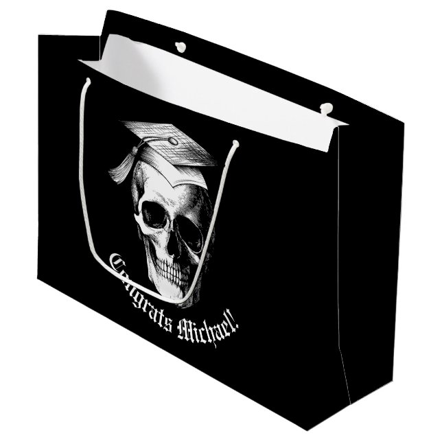 Skull Gothic Graduation Party Radiology Large Gift Bag (Front Angled)