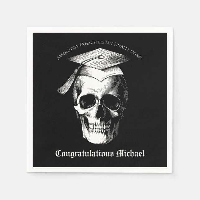 Skull Gothic Graduation Party Radiology Napkin (Front)