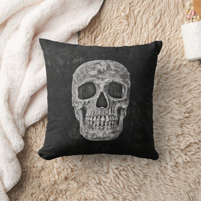 Skull Gothic Grunge Texture Black And White Old Cushion (Blanket)