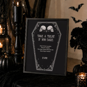 Skull Gothic Halloween Bridal Shower Dessert Menu Poster