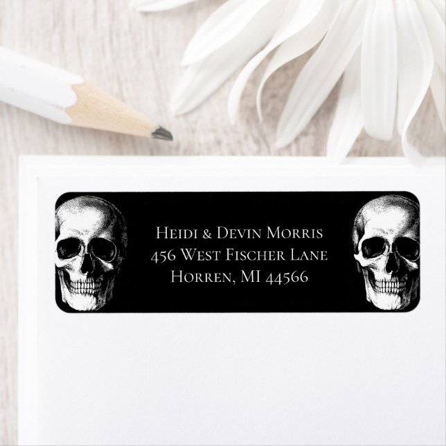 Skull Gothic Halloween Wedding Address Labels (Insitu)