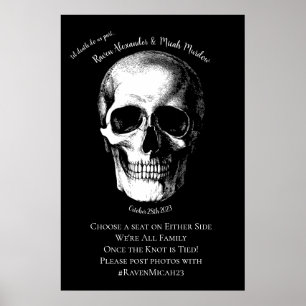 Skull Gothic Halloween Wedding Ceremony Sign
