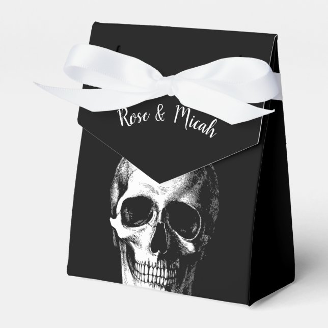 Skull Gothic Halloween Wedding Favour Boxes (Front Side)
