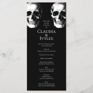 Skull Gothic Halloween Wedding Programs Menu