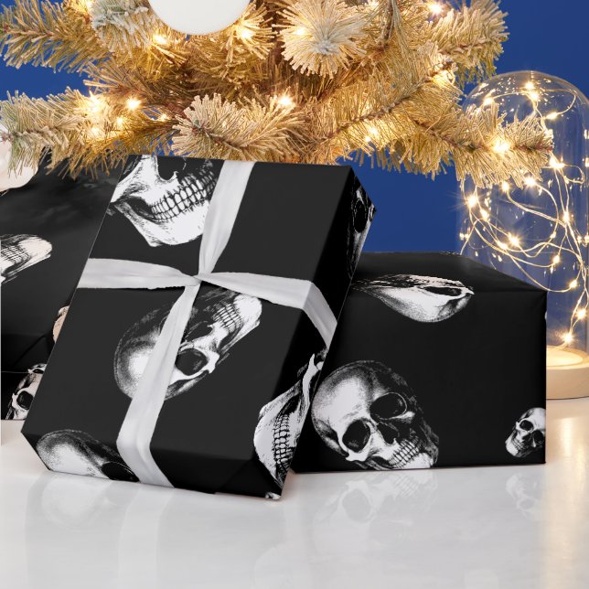 Skull Gothic Halloween Wedding Wrapping Paper (Holidays)