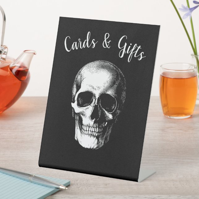 Skull Gothic Wedding Cards Gift Sign (In SItu)
