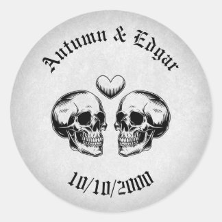 Skull Gothic Wedding Classic Round Sticker