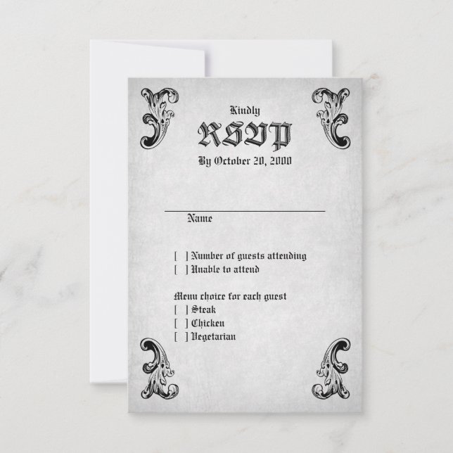 Skull Gothic Wedding RSVP Card (Front)