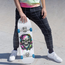 Skull Graffiti Neon Street Art for Teens Cool 