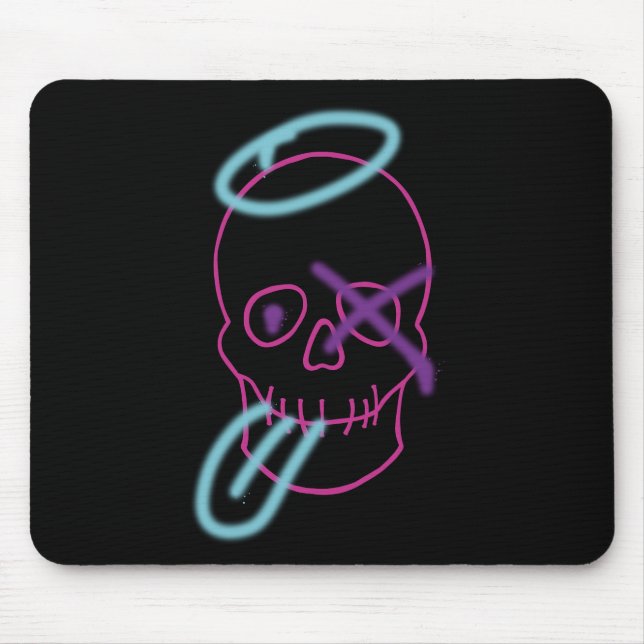 Skull graffiti - Pink, Purple, Blue and Black Mouse Pad (Front)