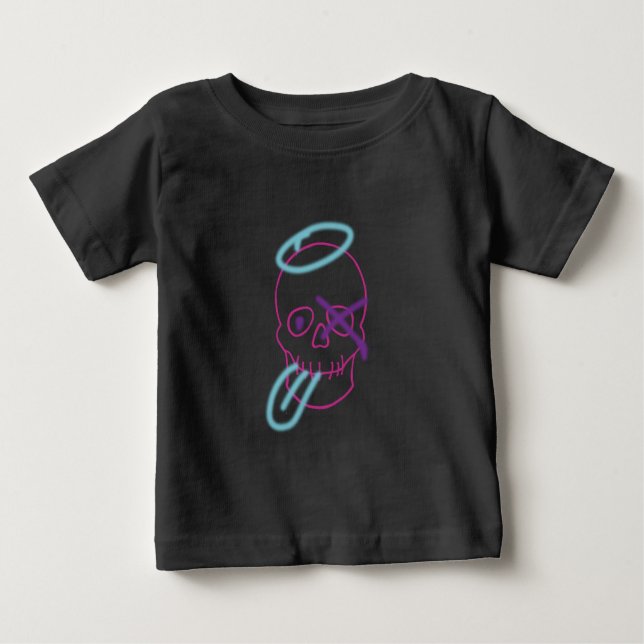 Skull graffiti - Pink, Purple, Blue and Black T-Sh Baby T-Shirt (Front)