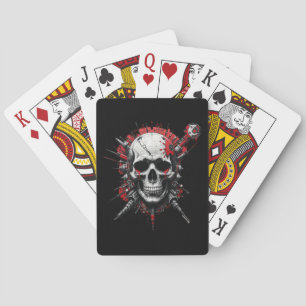 Skull Graffiti – Red, Black & Rewired Playing Card