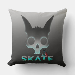 Skull Graffiti Skater Cat Outdoor Cushion