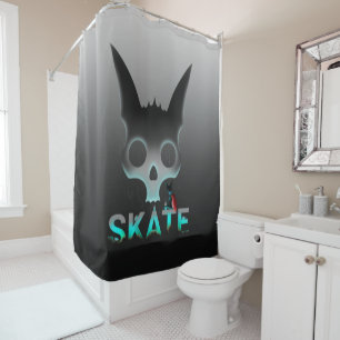 Skull Graffiti Skater Cat Shower Curtain