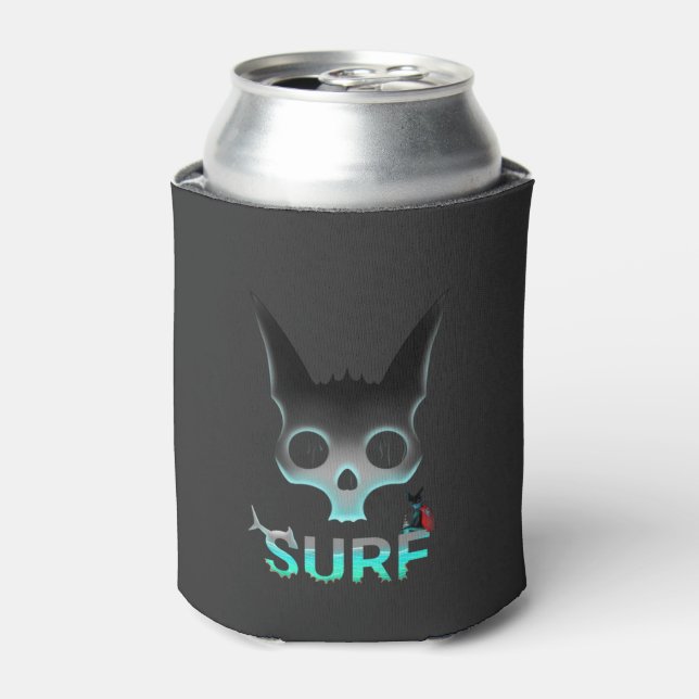 Skull Graffiti Surf Cat Can Cooler (Can Front)