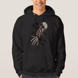 Skull Graphic Skeleton Hand Coming Out At Hallowee Hoodie