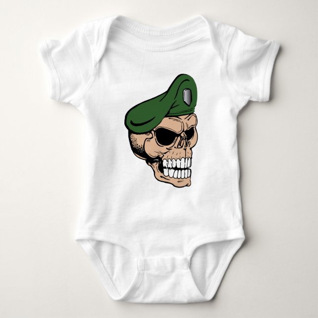 Skull Green Beret Baby Bodysuit (Front)
