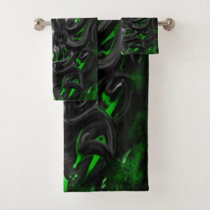 skull Green bio spark Bath Towel Set