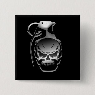 Skull Grenade 15 Cm Square Badge