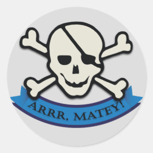 Skull - Grey Classic Round Sticker, Glossy Sticker