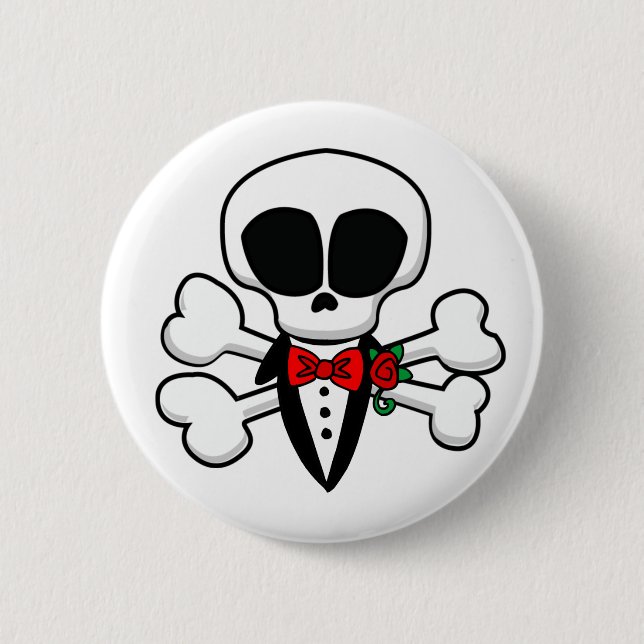 Skull Groom Fully Customisable 6 Cm Round Badge (Front)