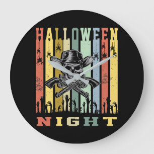 Skull Gun, Halloween Night Large Clock