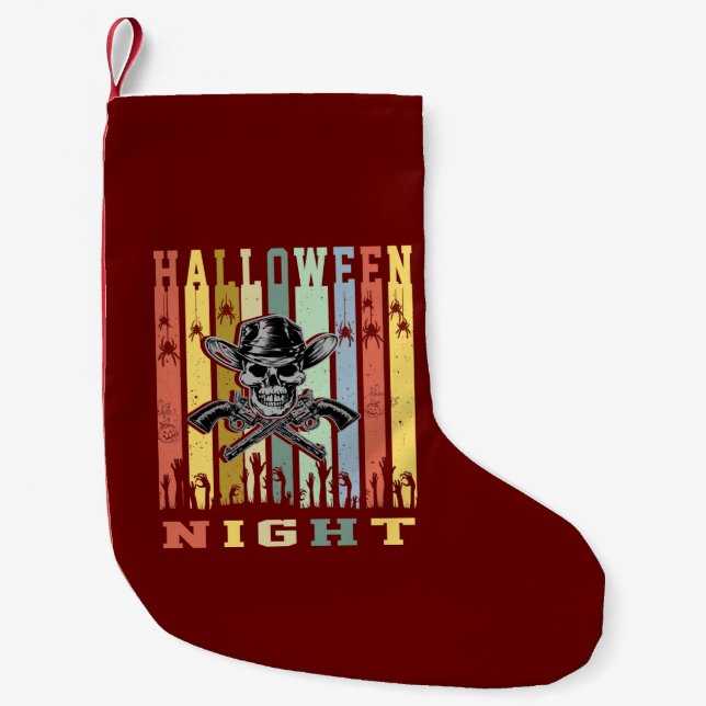 Skull Gun, Halloween Night Small Christmas Stocking (Front)