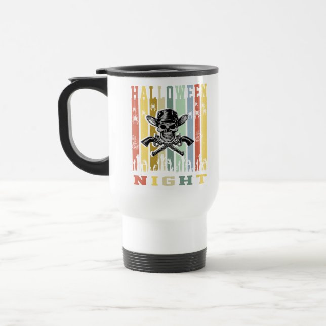 Skull Gun, Halloween Night Travel Mug (Left)