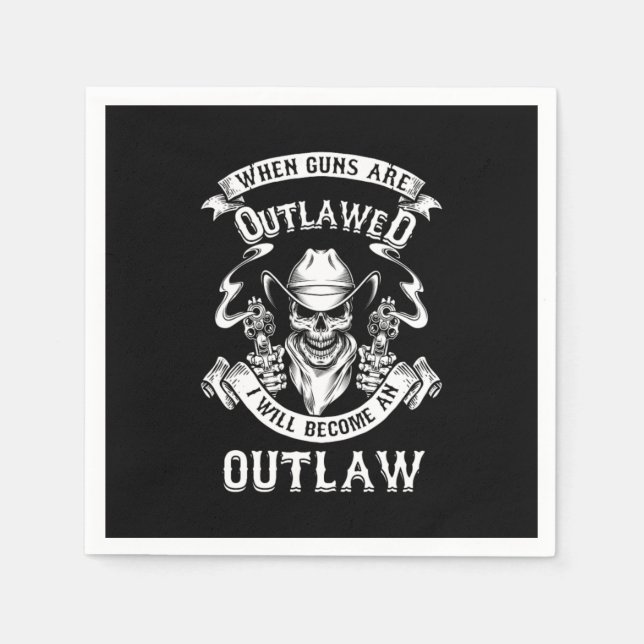 Skull Guns Outlaw Cowboy Western Shooting Gift Napkin (Front)