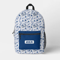Skull Gzhel Pattern Personalised Backpack