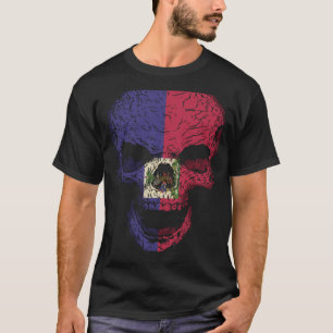Skull Haiti Flag Skeleton Haitian Roots T-Shirt