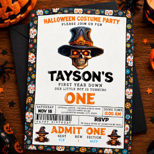 Skull Halloween 1st birthday Costume Party Invitation