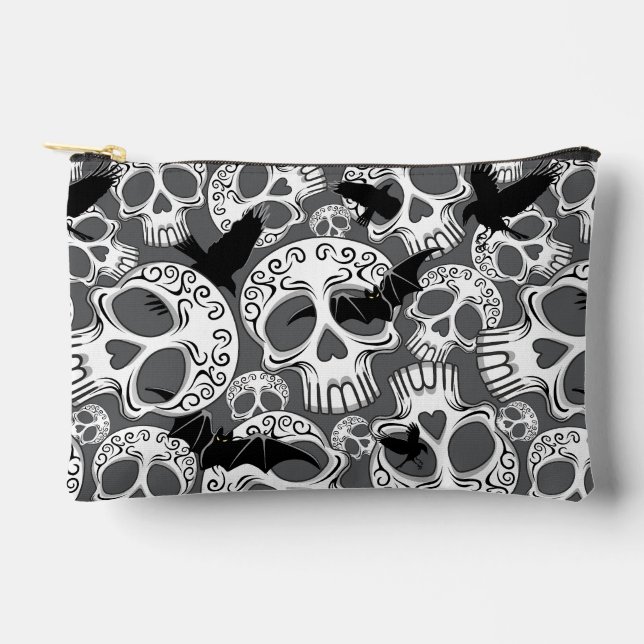 Skull Halloween Decorative Calaveras Accessory Pouch (Front)