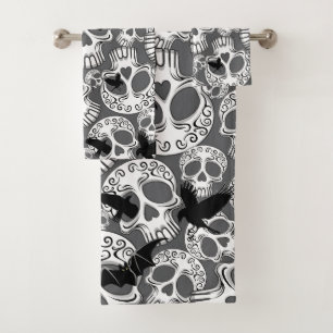 Skull Halloween Decorative Calaveras Bath Towel Set