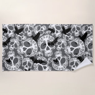 Skull Halloween Decorative Calaveras Beach Towel